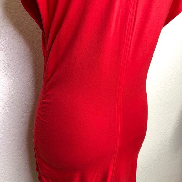 Cabi Whistle Tunic red scoop neck ruched side tunic top size Medium #5616 - Picture 14 of 16